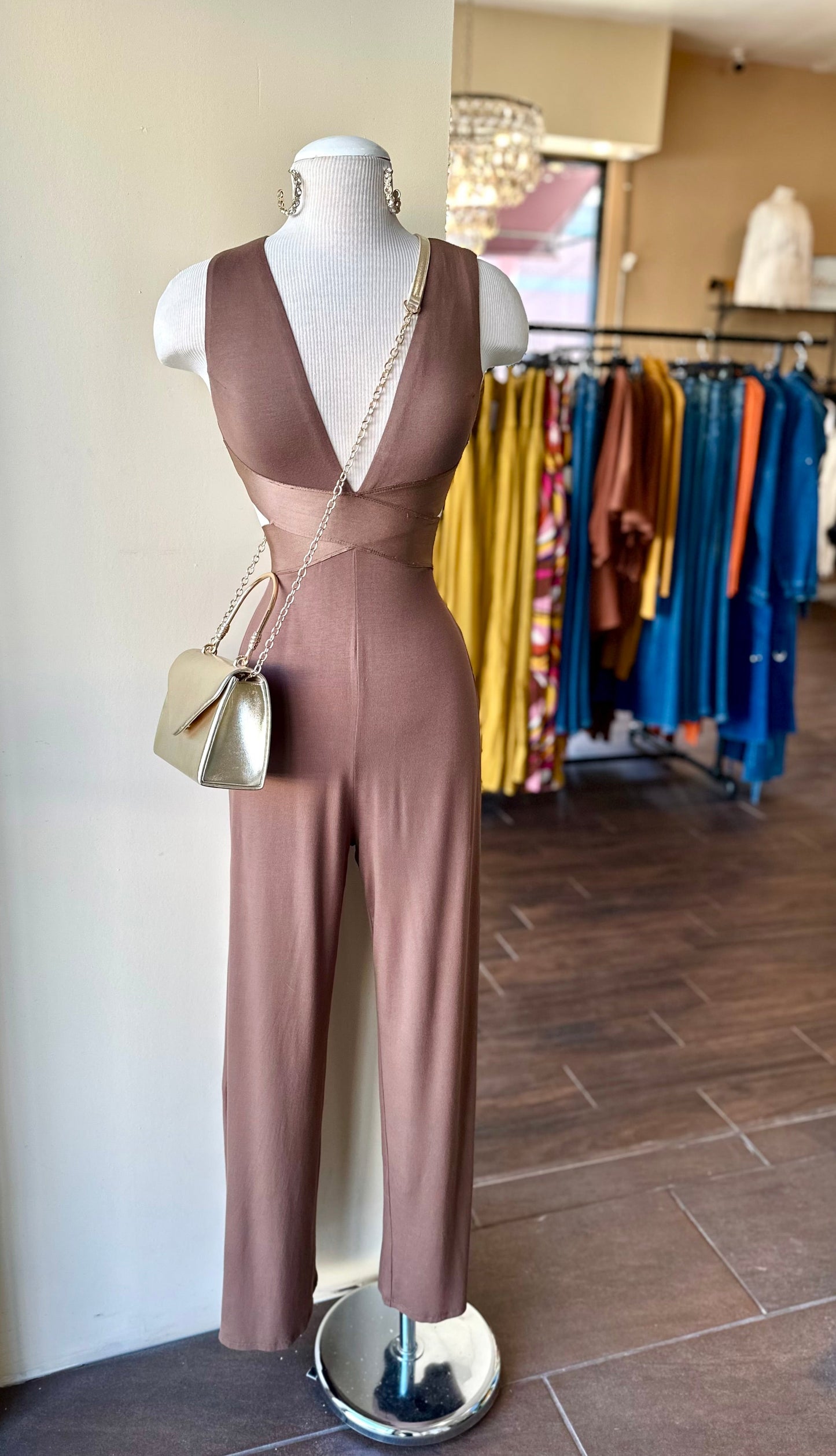 Sleeveless Front Cross Jumpsuit