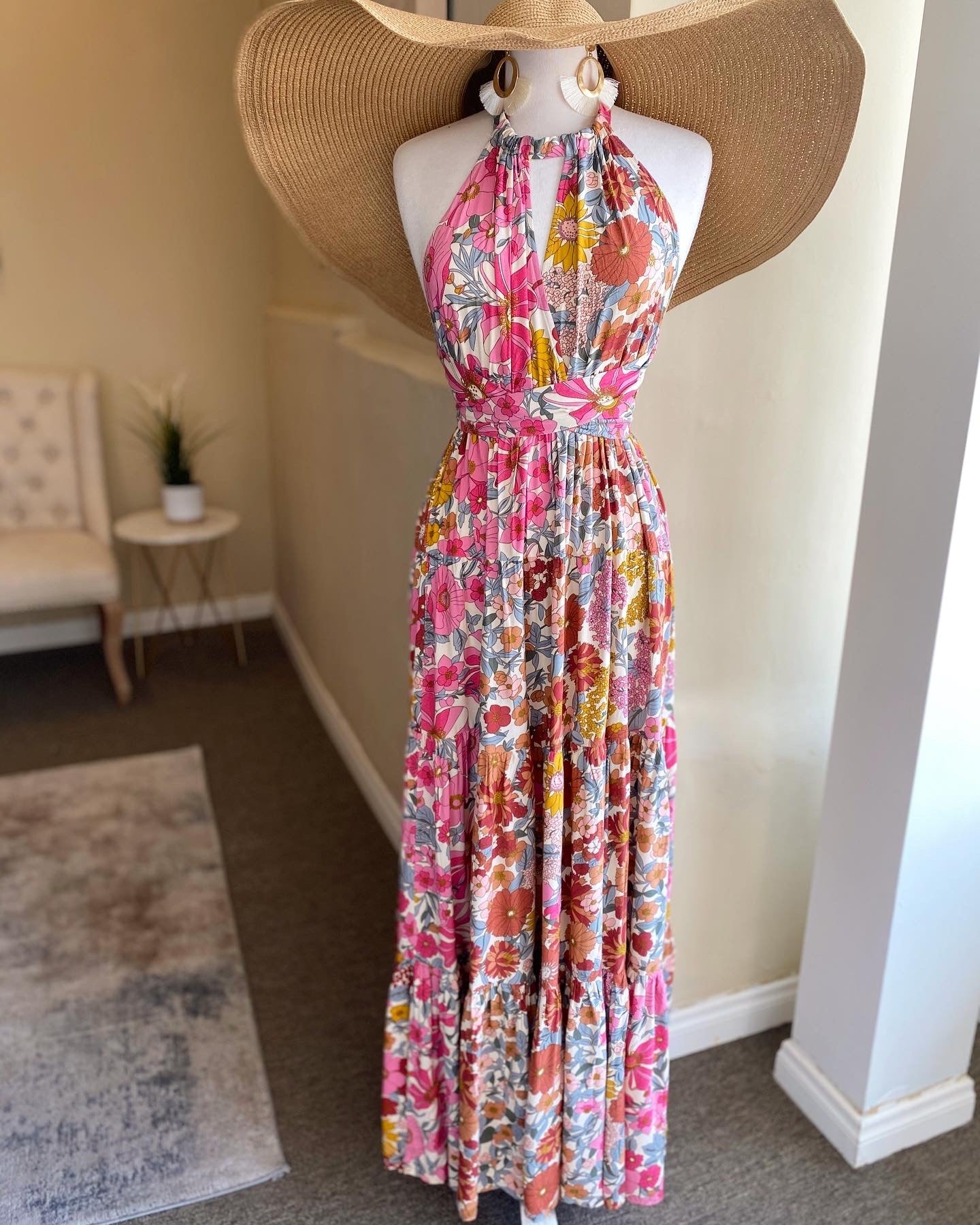 Halter Top Floral Maxi Dress