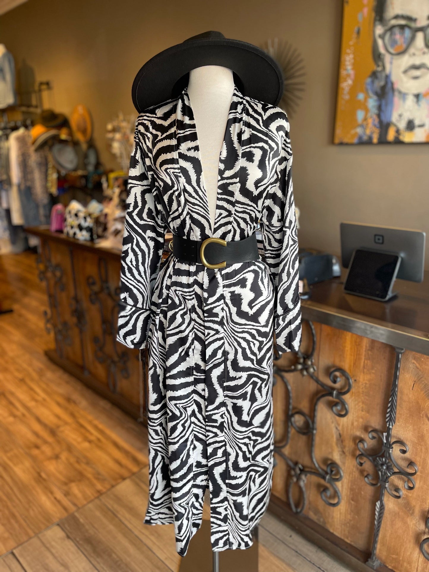 Zebra Print Maxi Cardigan