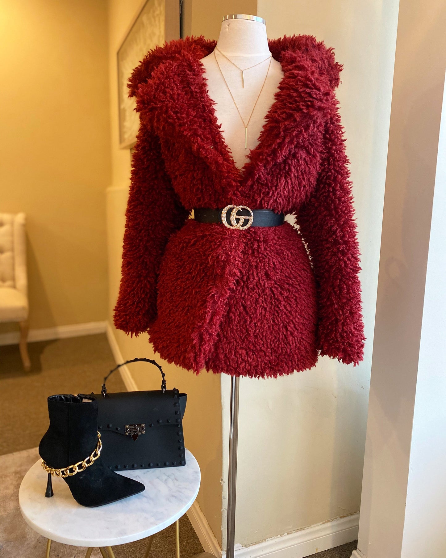 Burgundy Fur Coat