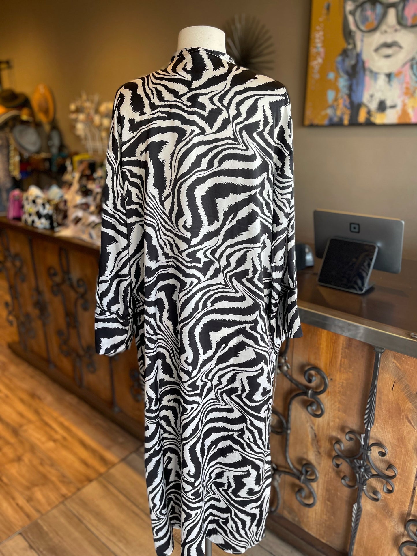 Zebra Print Maxi Cardigan