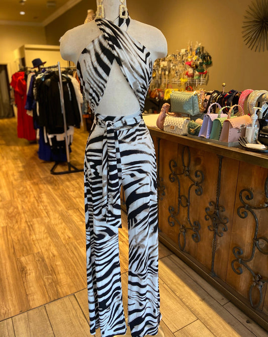 Zebra Print Halter Jumper