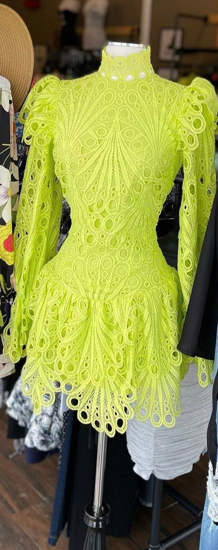 Crochet Lace With Bell Sleeve Dress