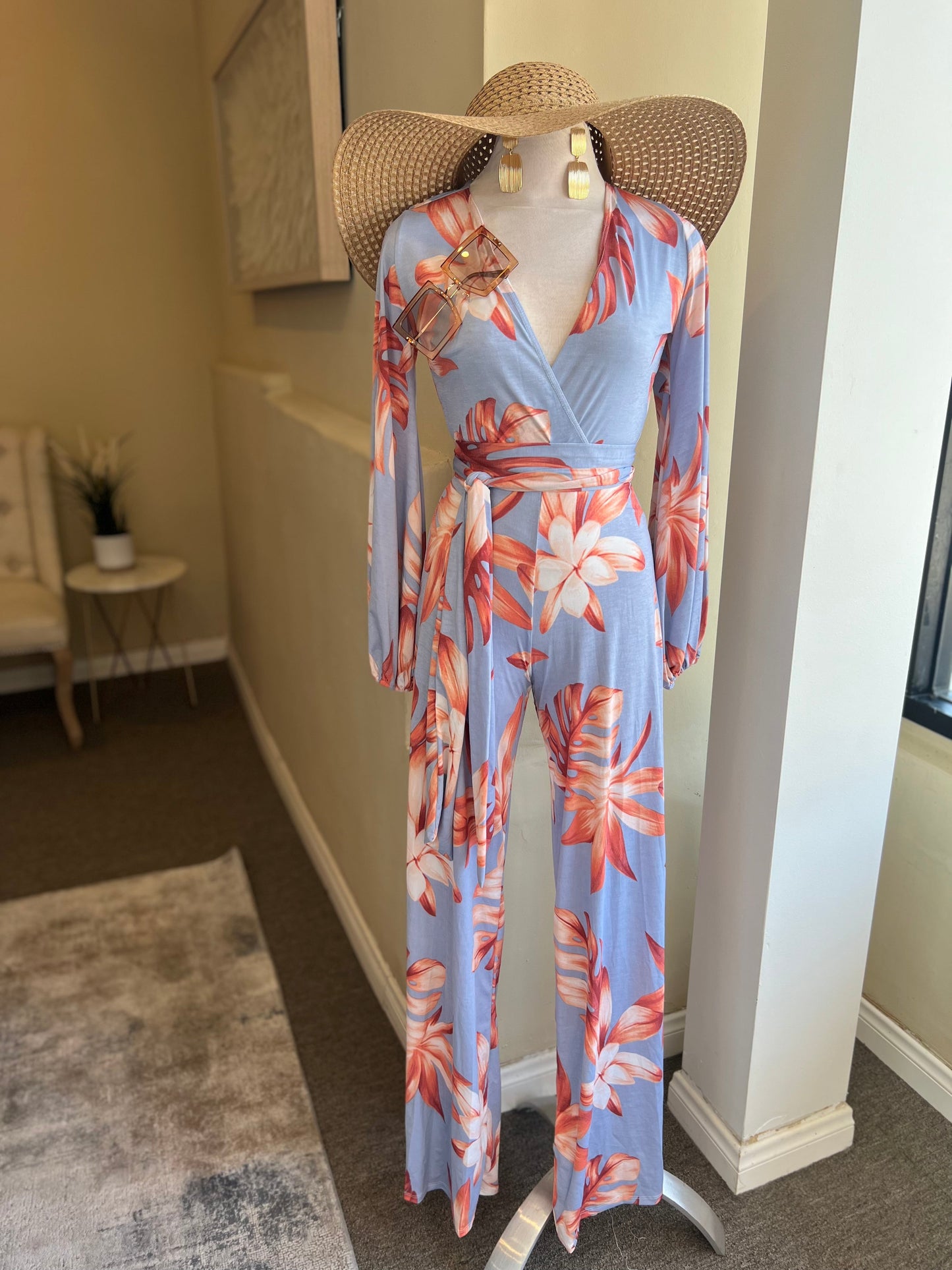 Cross Deep V Loose Jumpsuit