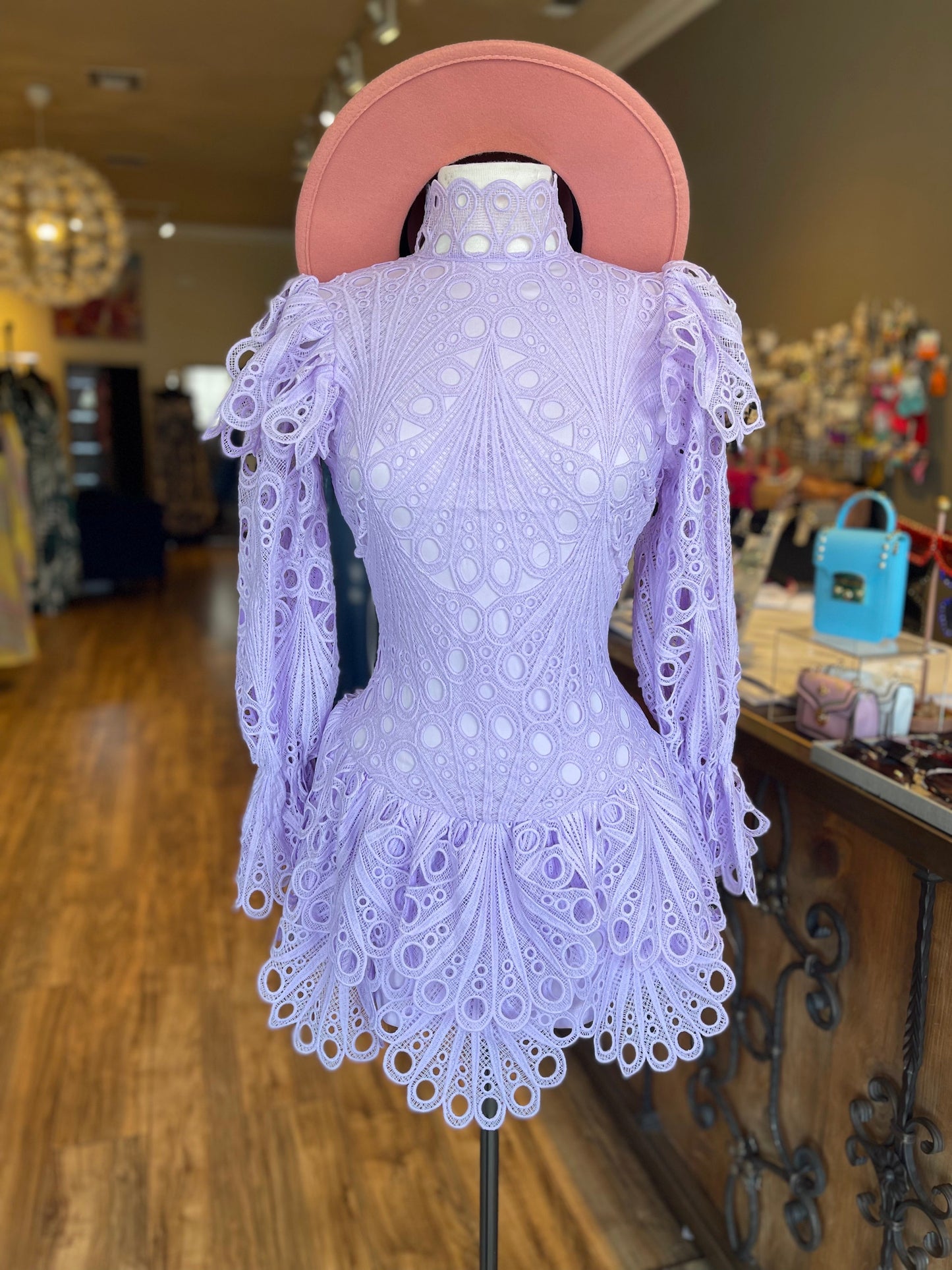 Crochet Lace With Bell Sleeve Dress